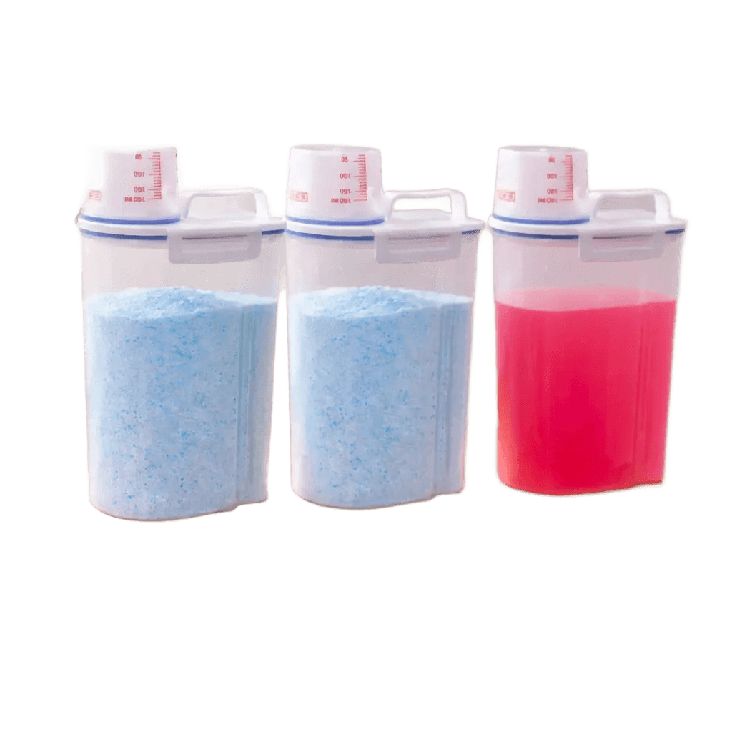 Kit 3 Unid Porta Sabão Em Pó 2,5l Dispenser Amaciante Lavan