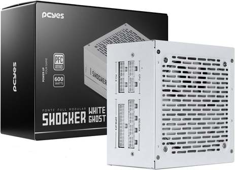 Imagem do produto Fonte Gamer Pcyes Shocker Full Modular 600w 80 Plus White - White Ghost - FM600WWG na loja Amazon