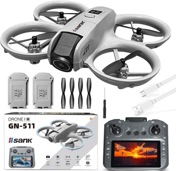 Drone com Câmera 4K, L28S Drone Profissional FPV com Controle Remoto, Flutuação de Fluxo Óptico, Retorno Automático para Casa, 6 CH DroneQuadricóptero, com 2 Baterias