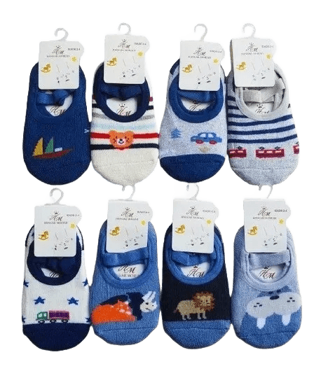 5 Pares Meia Sapatilha Infantil Masculina Antiderrapante