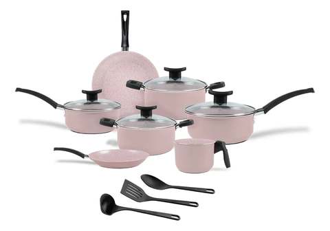 Jogo De Panelas Brinox 10 Peças Ceramic Life Floria Rosa