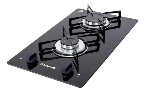 Cooktop Safanelli de Vidro Preto com 2 Bocas para Gás GLP