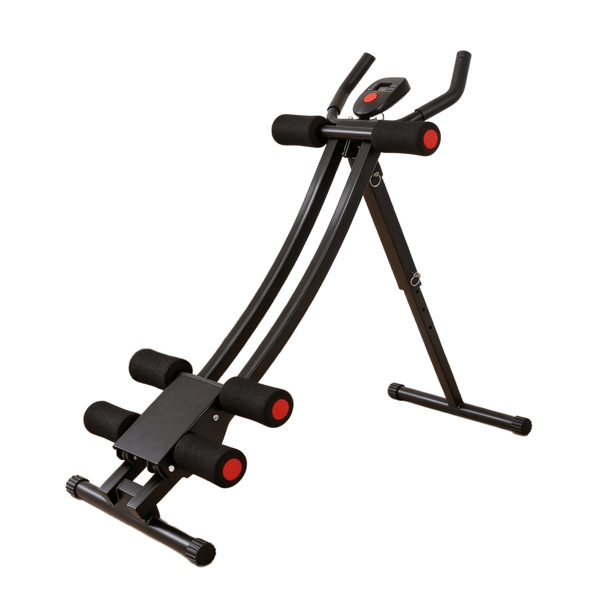 Máquina Abdominal Caseira com Trilho Curvo – Aparelho de Fitness para Abdômen e Exercício de Flexão, com Mostrador Digital e 3 Níveis de Inclinação – Silencioso, Dobrável e Confortável para Joelhos