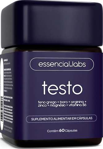 TESTO ESSENCIAL - Fórmula Exclusiva com Feno Grego + Boro + Arginina + ZMA - Precursor da Testosterona - 60 cápsulas
