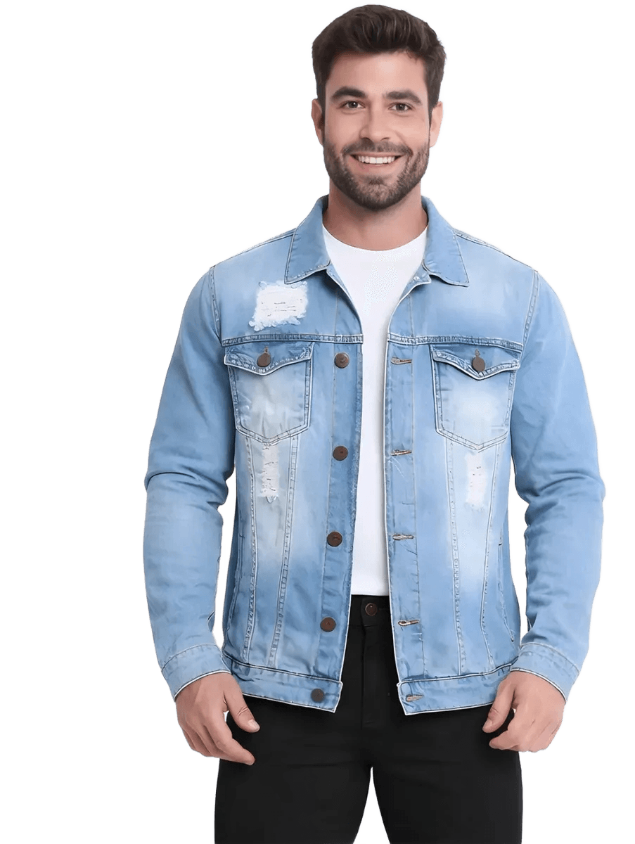 Jaqueta Masculina Jeans Sarja Slim Fit Coloridas Versátil