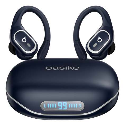 Basike Fone De Ouvido Bluetooth 6.0 Esportivo Sem Fio Gancho Intra-auricular,estéreo,Com display Led, Tws, Ipx5, Enc, Suporta Chamadas De Voz, Compatível Android E Ios, Cor Azul