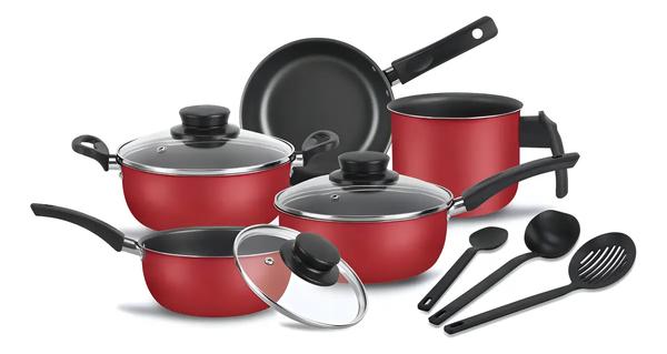 Conjunto Panelas Dona Chefa Teflon Elegan 8 Peças Vermelho