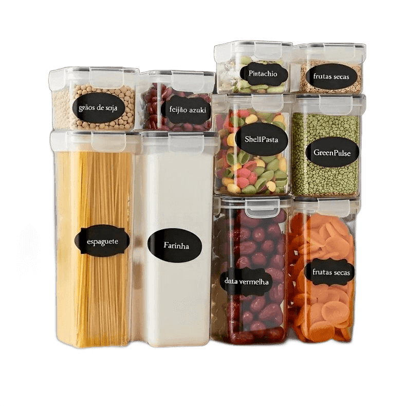 Kit 10 Potes Hermeticos Com Trava Empilhavel Kit Utilidades