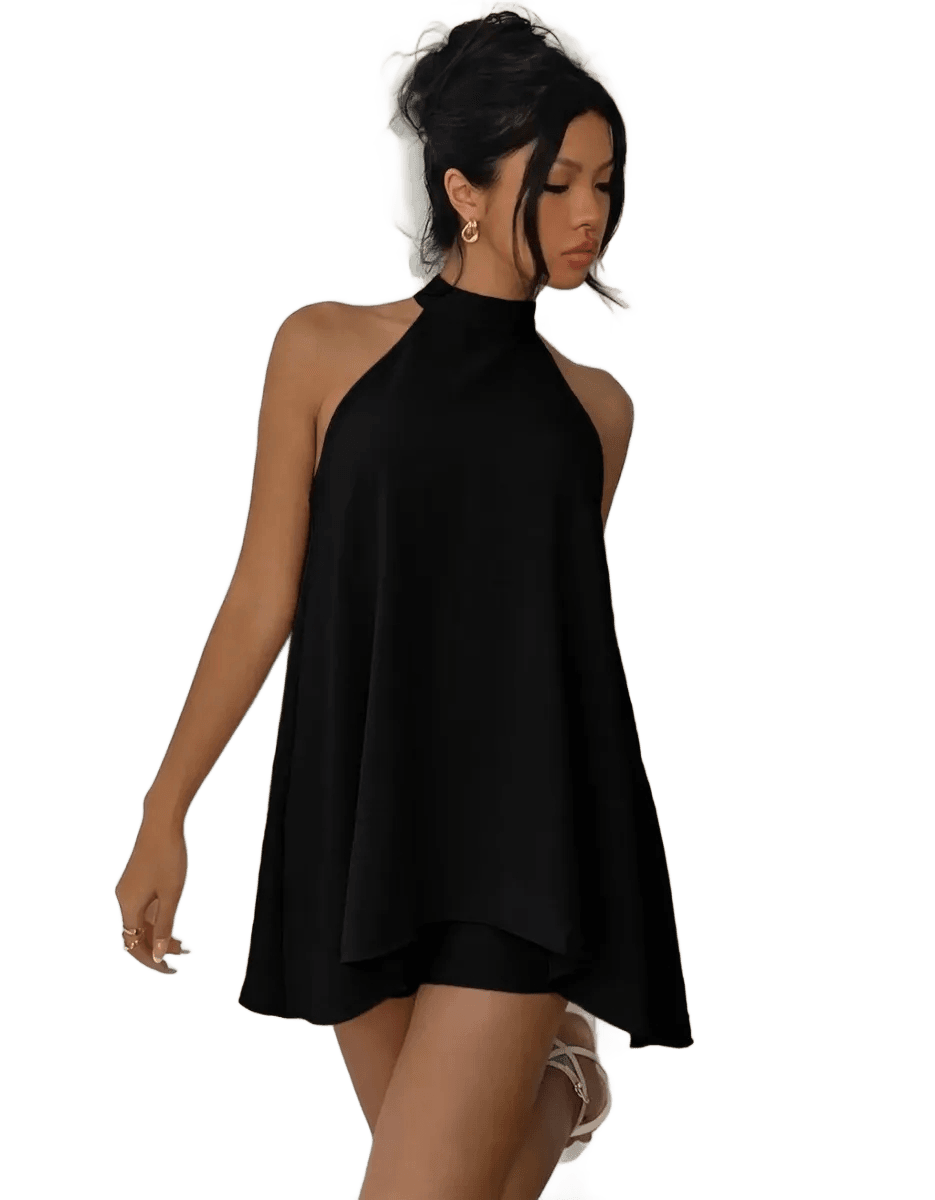 Conjunto Feminino Vestido Soltinho Frente Unica Short Verão