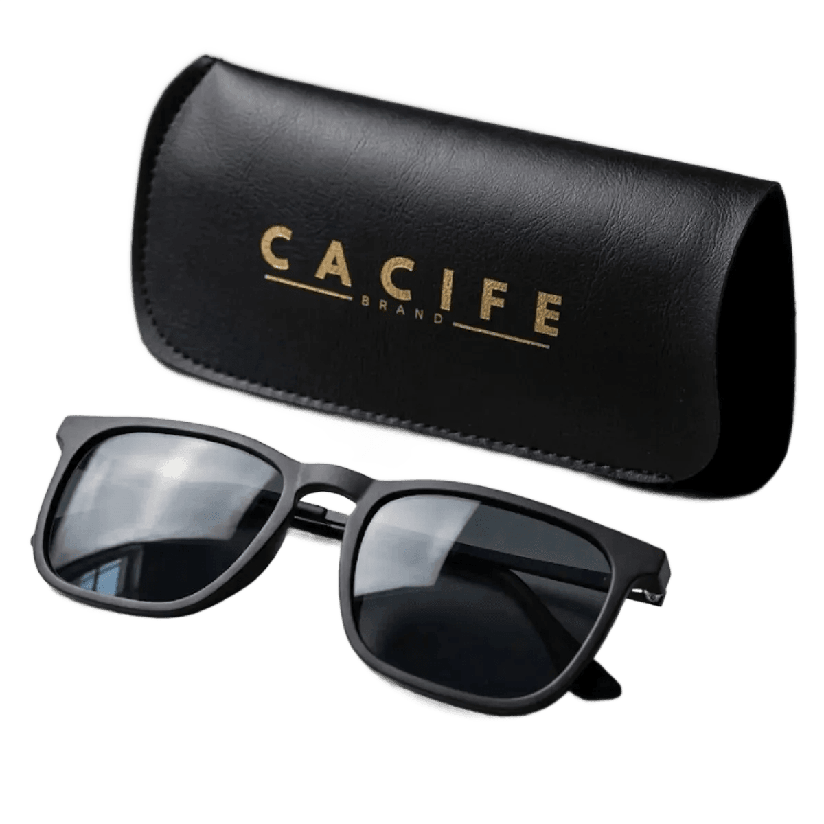 Óculos De Sol Quadrado Preto Proteção Uv400 C/ Case + Preto