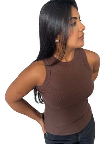 Regata Básica Cores Canelada 95% Algodão 5% Elastano