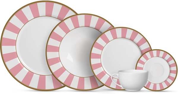 Aparelho de Jantar Alleanza 20 pçs Stripe Rosa