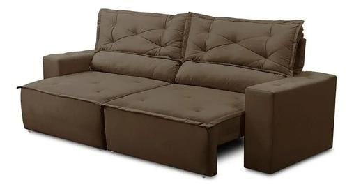 Sofá Retrátil E Reclinável 3 Lugares Com Molas 1,80m Livia Suede Marrom Sofá Retrátil E Reclinável 3 Lugares Com Molas 1,80m Livia Suede Marrom Adonai Estofados