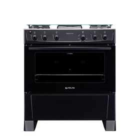 Fogão 5 bocas Atlas Mônaco Plus Preto com Acendimento Automático e Mesa Inox