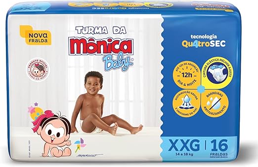 Fralda Turma Da Mônica Baby Mega Xxg 16 Unidades