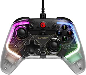gamesir-t4-kaleid-controlador-de-pc-transparente-controle-de-jogos-com-fio-para-pcswitchandroid-tv-box-plug-and-play-com-palitos-de-efeito-hall-gatilhos-analogicos-conector-de-audio-de-35-mm-2-botoes-traseiros - Imagem