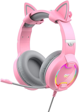 headset-gamer-havit-h2233d-p2-rgb-usb-50mm-pink-cat-rosa - Imagem