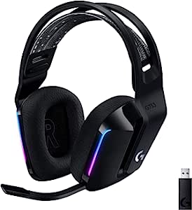 Headset Gamer Sem Fio Logitech G733 7.1 Dolby Surround Com Tecnologia Blue Vo!ce, Rgb Lightsync, Drivers De Áudio Avançados E Bateria Recarregável Para Pc E Playstation - Preto
