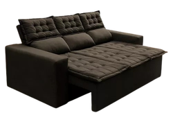 sofa-3l-200m-retratil-reclinavel-cama-inbox-slim-velusoft-cor-cafe-desenho-do-tecido-liso - Imagem