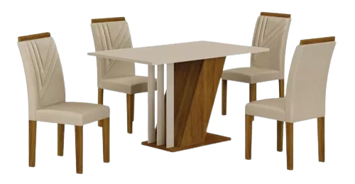 conjunto-sala-de-jantar-yescasa-miami-com-4-cadeiras-desenho-liso-mesa-de-305cm-comprimento-maximo-x-120cm-de-largura-x-78cm-de-altura-begemarrom - Imagem
