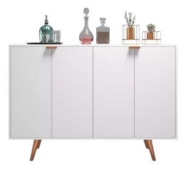 buffet-aparador-retro-4-portas-sofa-sogude-balcao-para-cozinha-sala-industrial-escandinavo-escriva-branco-com-cobre - Imagem