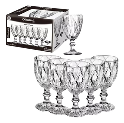 jogo-6-tacas-vinho-agua-de-vidro-340ml-diamond-transparente - Imagem
