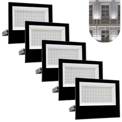 kit-5-refletor-led-smd-100w-holofote-bivolt-ip66-frio-cor-da-carcaca-preto-cor-da-luz-branco-frio-110v220v - Imagem