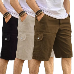 kit-3-bermuda-masculina-cargo-short-sarja-6-bolsos-social - Imagem