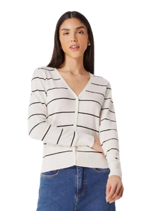 cardigan-basico-feminino-em-trico-com-botao-listrado - Imagem