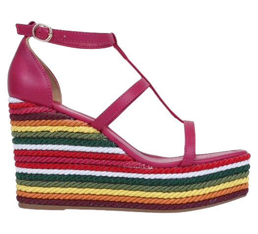 sandalia-shoestock-anabela-alta-cordao-multicolorido-rosa - Imagem