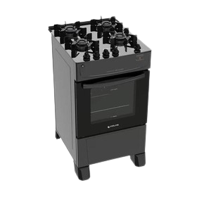 Fogão Mônaco 4 Bocas Preto Top Glass Com Mesa De Vidro Atlas Preto Bivolt
