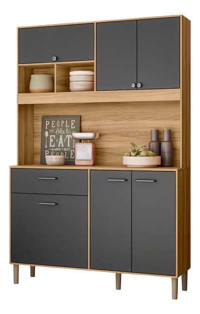 kit-armario-erva-doce-120-com-balcao-multiuso-1-gaveta-e-6-portas-para-cozinha-compacta-cor-freijo-chumbo-ms-maciel-signorini - Imagem