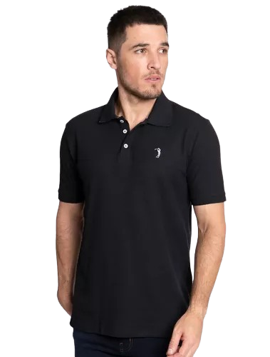 polo-aleatory-masculina-piquet-melange-inner-contrast-preta - Imagem