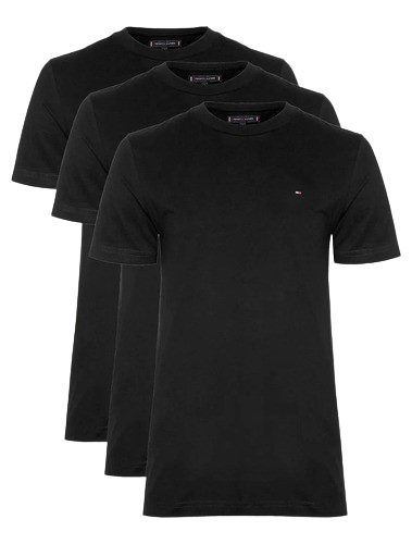 kit-camisetas-tommy-hilfiger-masculina-essential-preta-3un - Imagem