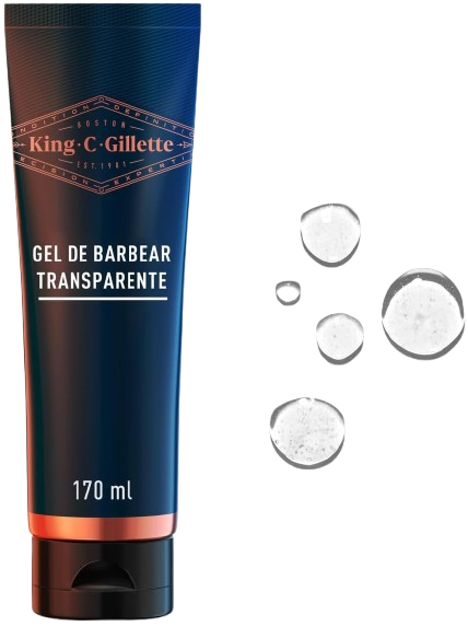 king-c-gillette-gel-de-barbear-transparente-170ml-para-uso-com-aparelho-de-barbear-um-barbear-preciso-para-delinear - Imagem
