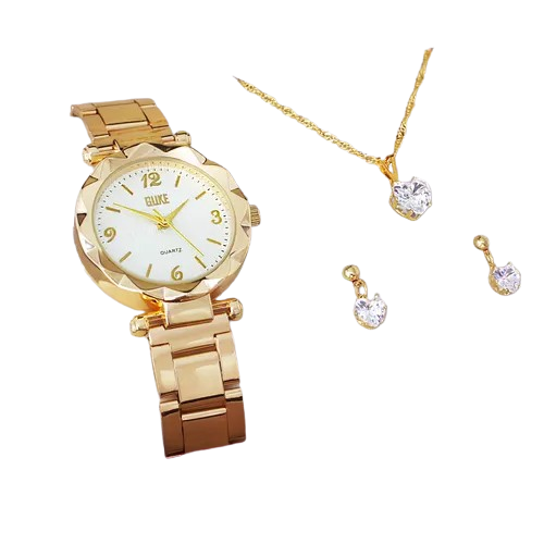 relogio-feminino-analogico-colar-brincos-folheado-ouro-18k - Imagem