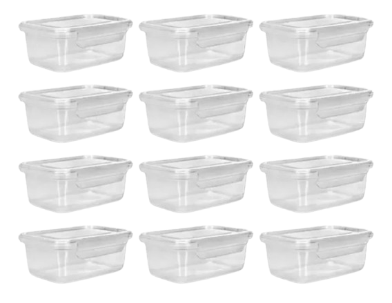 pote-com-trava-vasilha-erca-plast-micro-e-freezer-750ml-reutilizavel-cor-transparente-premium-12-unidades - Imagem