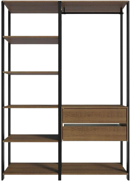 guarda-roupa-closet-modulado-valencia-2-gavetas-129cm-rusticpreto-madesa-fzdx - Imagem