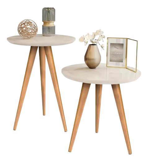 duas-mesinhas-laterais-sofa-sala-madeira-canto-maravilhosas - Imagem