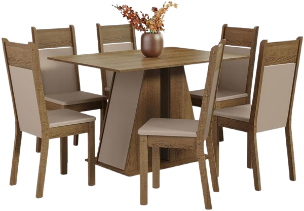 conjunto-sala-de-jantar-mesa-tampo-de-madeira-6-cadeiras-beverly-madesa - Imagem