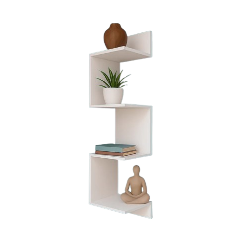 Prateleira De Parede Suspensa Macramiss Nicho De Canto Flutuante Organizador Decorativo Madeira Mdf Estante Multiuso Gamer Moderno Porta Objetos Fotos Livros Decoração Quarto Sala Hall Casa Cor Branco