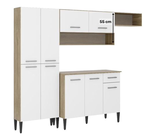 Cozinha Compacta Arizona Glam Carvalho com Branco Carraro