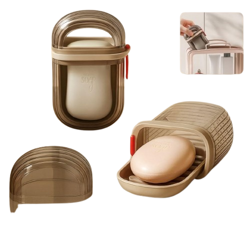 Kit 2 Saboneteiras Tampa Bandeja Viagem Banheiro Bolsa Ducha