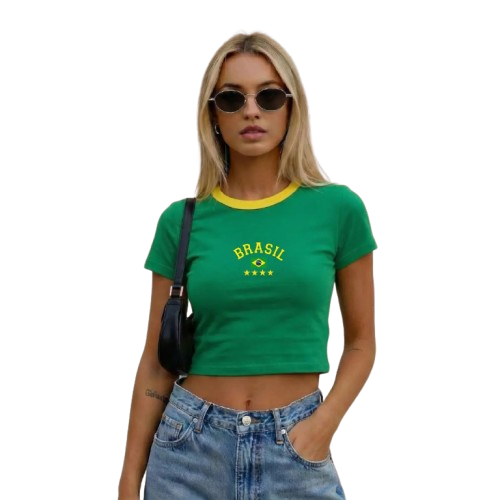 Camiseta Cropped Copa Brasil Look Moderno