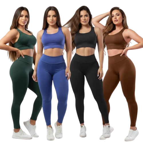 4 Conjuntos Calça Legging Fitness Roupas Feminina Academia