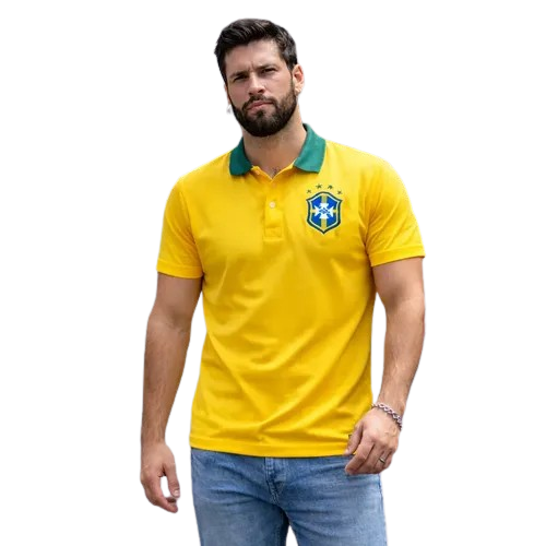 Camisa Gola Polo Do Brasil Selecao Brasileira Premium Hexa