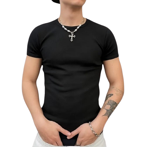 Camiseta Americana Canelada Ribana Algodão Justa Premium