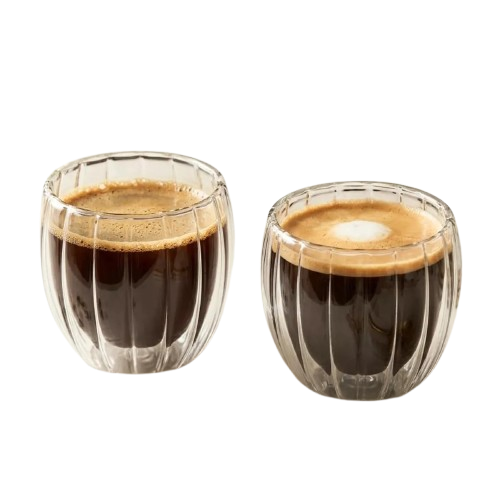 Conjunto 6 Xícaras de Vidro Borossilicato 90ml Parede Dupla – Copos Térmicos para Café, Espresso, Cappuccino e Chá – Isolamento Térmico, Resistente ao Calor, Bebidas Quentes e Frias