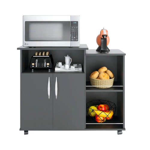 Fruteira Armário para Cozinha Balcão Para Cafeteira E Forno Cor Preto Nova Decor