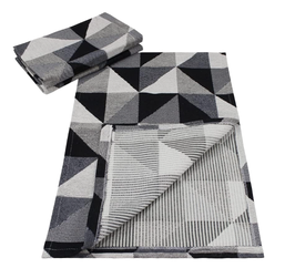 kit-tapete-de-cozinha-3-pecas-antiderrapante-mosaico-preto-cinza-kit-com-beira-porta-beira-cama - Imagem